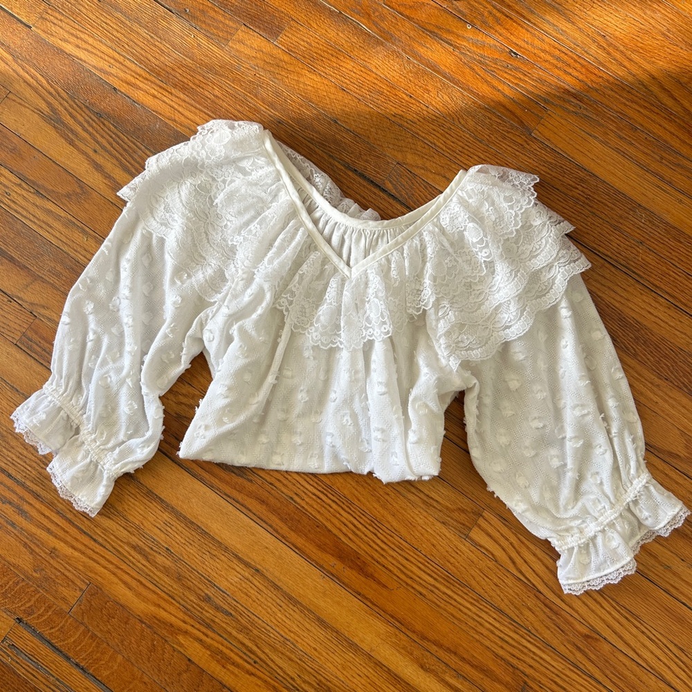 Vintage Lace Ruffle Blouse